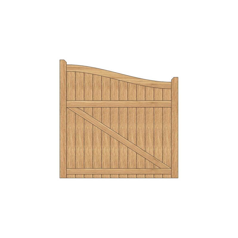 Single European Oak Swan Neck Closeboard Driveway Gate