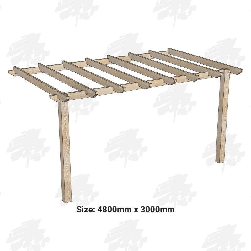 EasyFit Heavy Duty British Larch/Douglas Fir Softwood Wall Mounted Pergola Kit - FREE DELIVERY