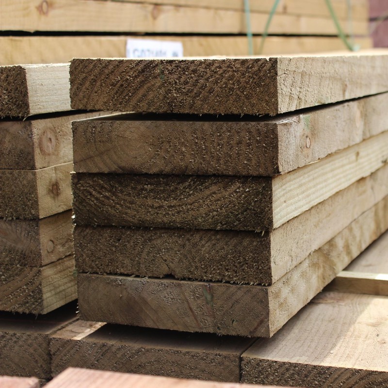 New 200 x 50 Green Treated Softwood Railway Sleepers