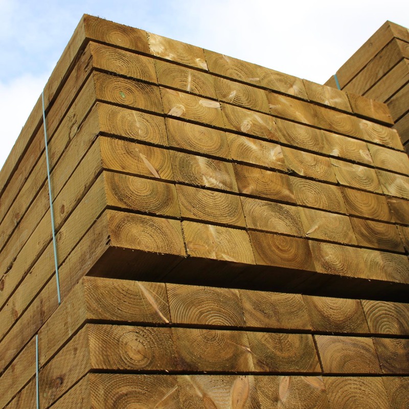 Pallet of New Green Treated Softwood Sleepers - FREE EXPRESS DELIVERY