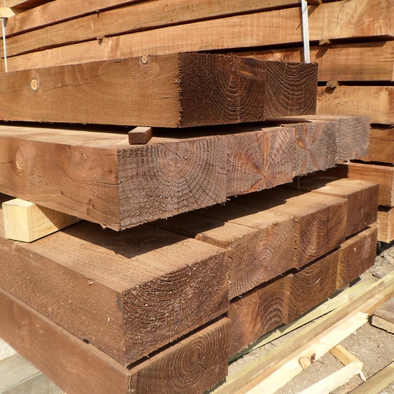 Pallet of New Brown Treated Softwood Sleepers - FREE EXPRESS DELIVERY