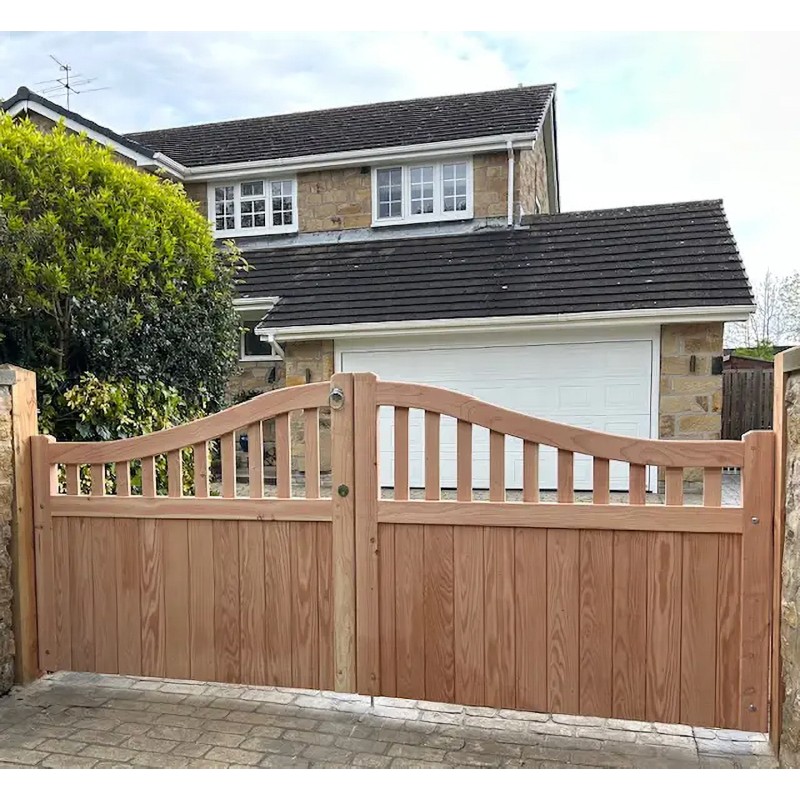 Pair of British Larch/Douglas Fir Swan Neck Closed Board Driveway Gates