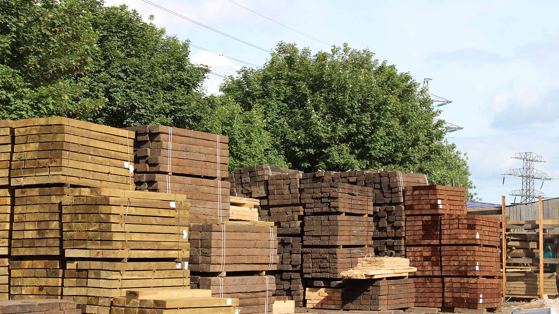 Picture of railway sleepers in yard.